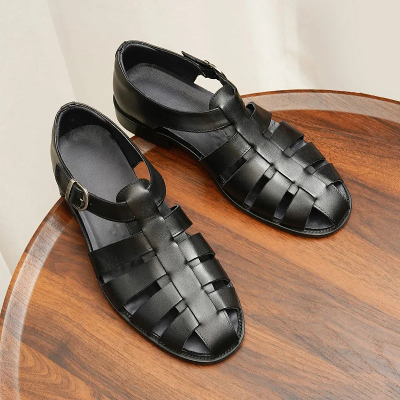 2025 Trending NEW Men's Summer Sandals Breathable PU Light Weight Rubber Outsole Flat Shoes Casual Walking Style Outdoor Shoes