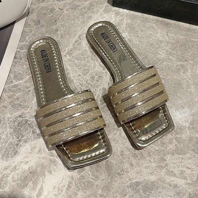 New Summer Collection: Women's Stylish Flat Sandals — Lustrous PU Leather, Comfortable Outdoor Walking Shoes — Premium & Elegant Design