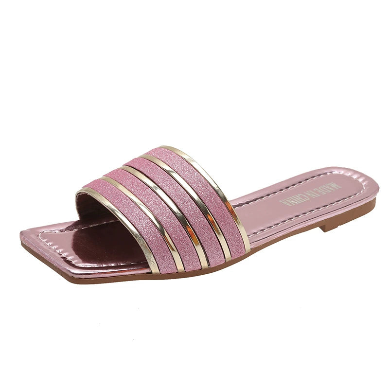 New Summer Collection: Women's Stylish Flat Sandals — Lustrous PU Leather, Comfortable Outdoor Walking Shoes — Premium & Elegant Design